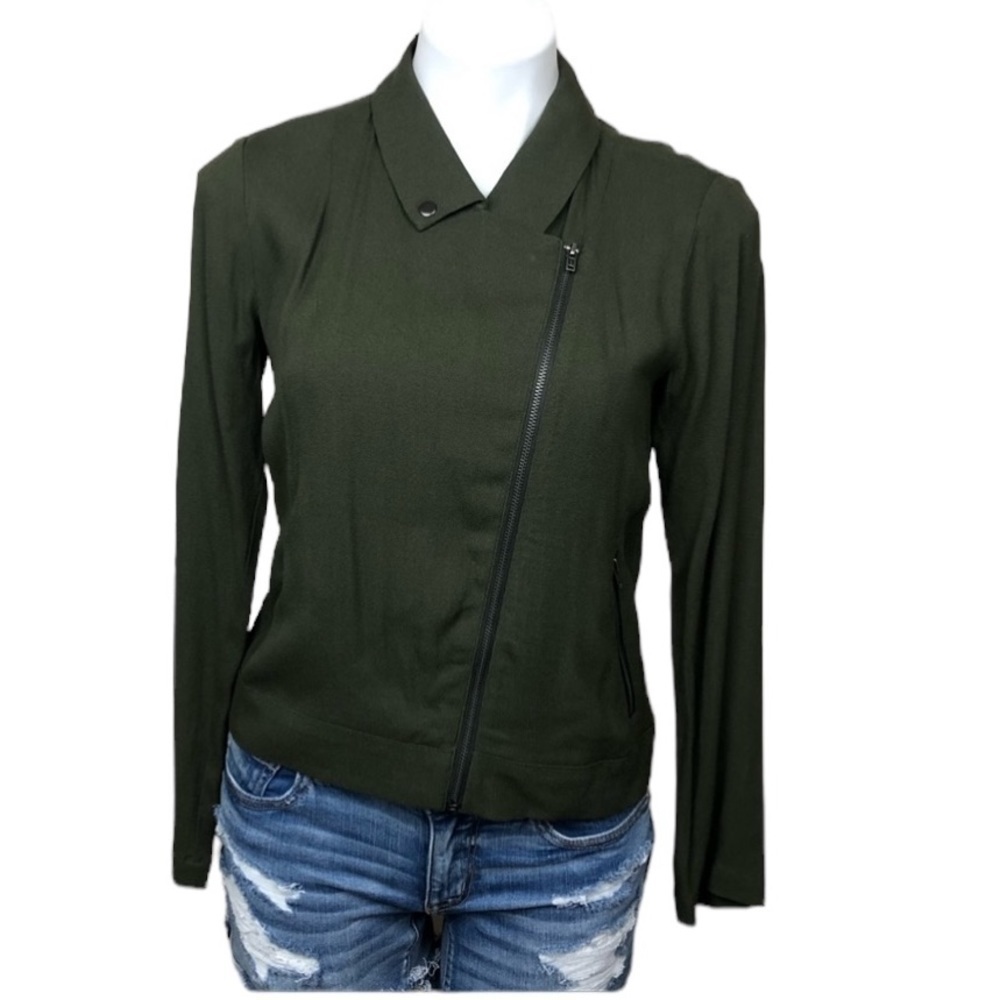 🎁 Ella Moss Stella Moto Jacket in Army Green XS Women’s - Picture 5 of 7